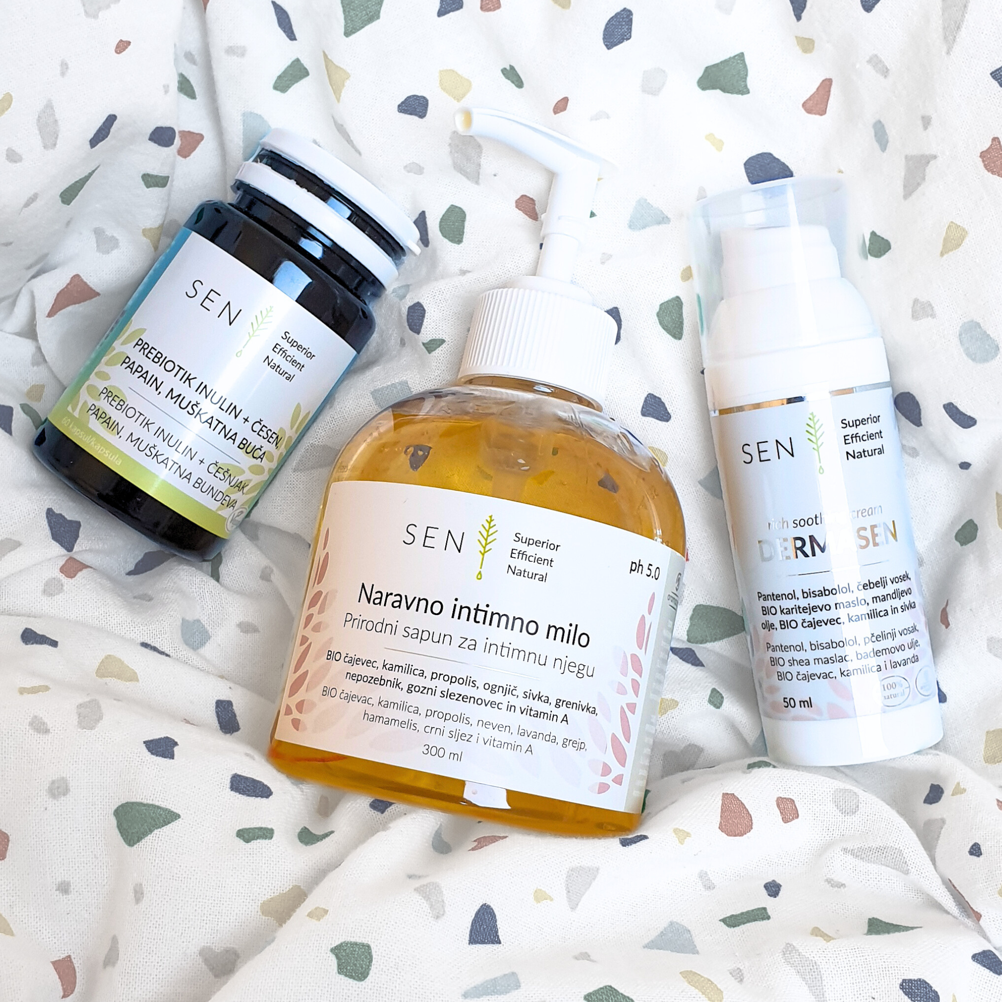 Komplet brez parazitov, gliste, prebiotik, dermasen, inulin, intimno milo