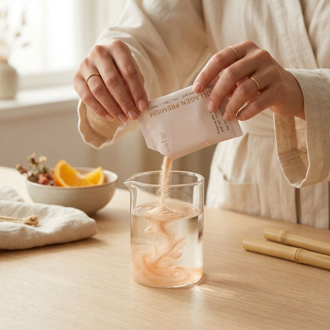 Osvežilen kolagenski napitek z okusom rdeče pomaranče in naravnim sladilom ksilitol