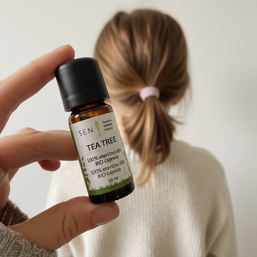 cajevec steklenicka, otrok v ozadju